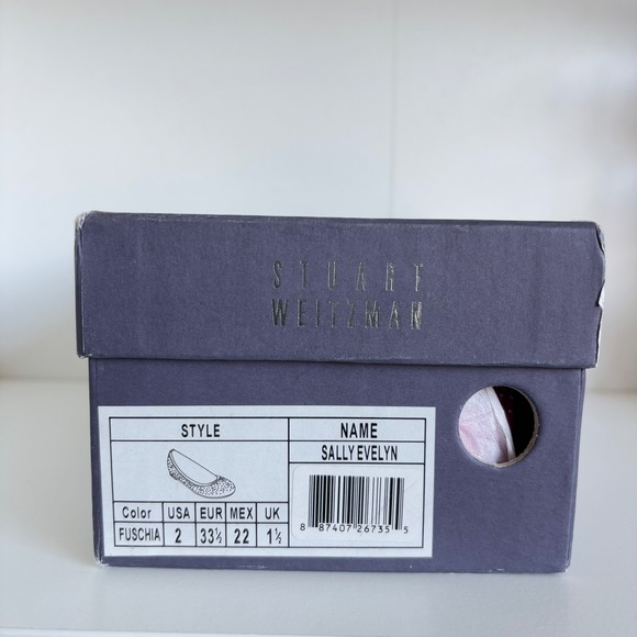 Stuart Weitzman Girls Ballet Flats Size 2 Pink Sally Evelyn Silver Studs‎ - Picture 4 of 12